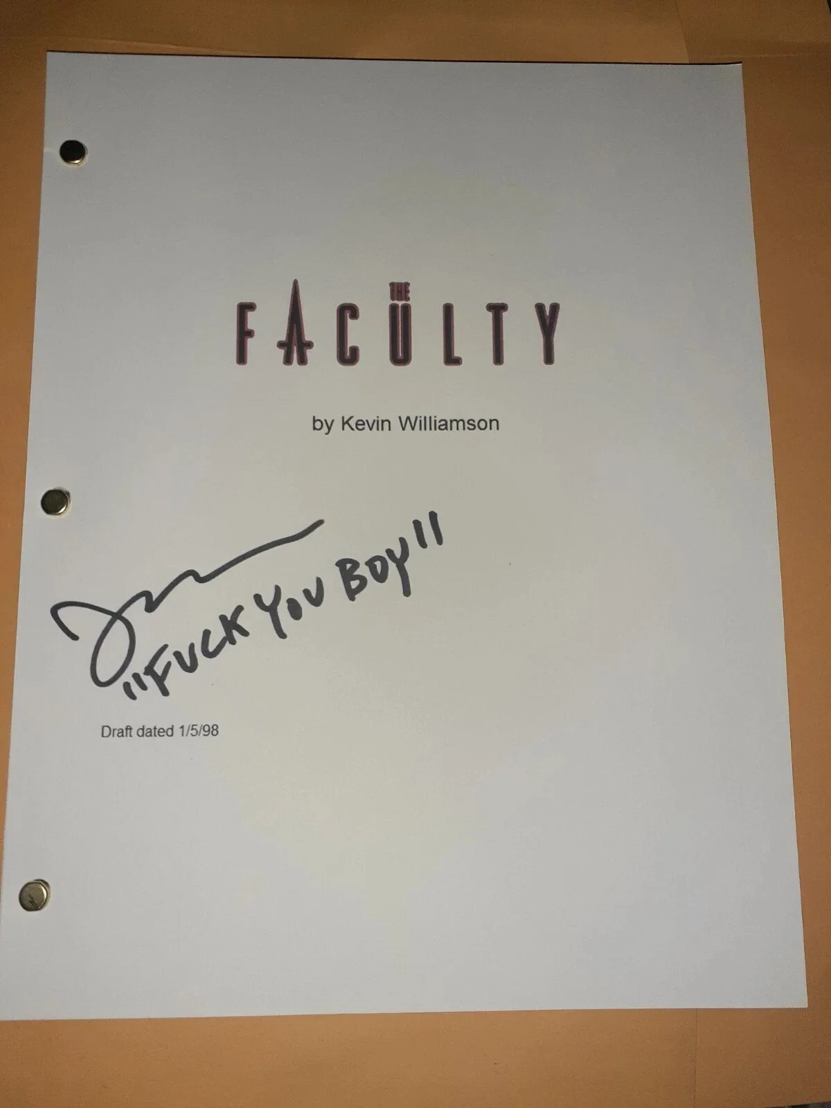 Jonathan Abrahams — "The Faculty" AUTOGRAPH Signed Full Complete Script Screenplay JON ABRAHAMS, image 2