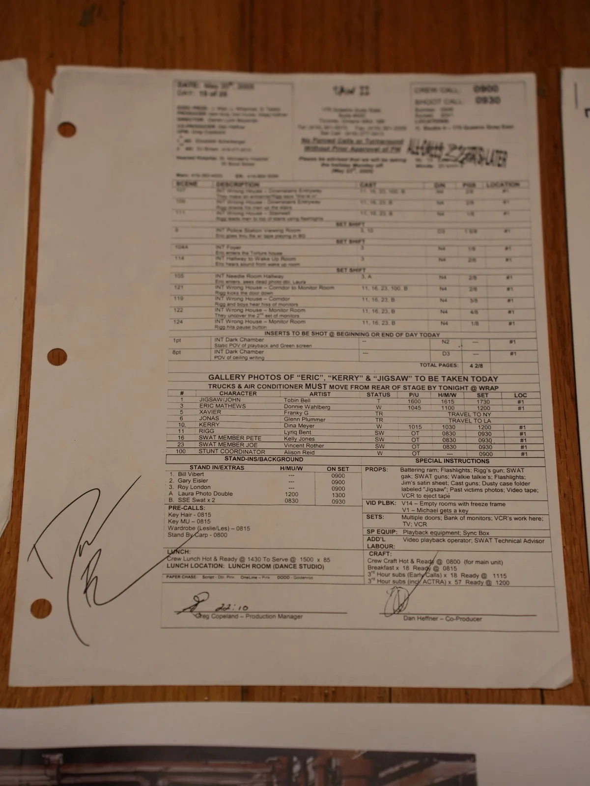 SAW 2 DIRECTOR DARREN BOUSMAN SIGNED PRODUCTION USED PRODUCTION ART & PAPERWORK, изображение 5