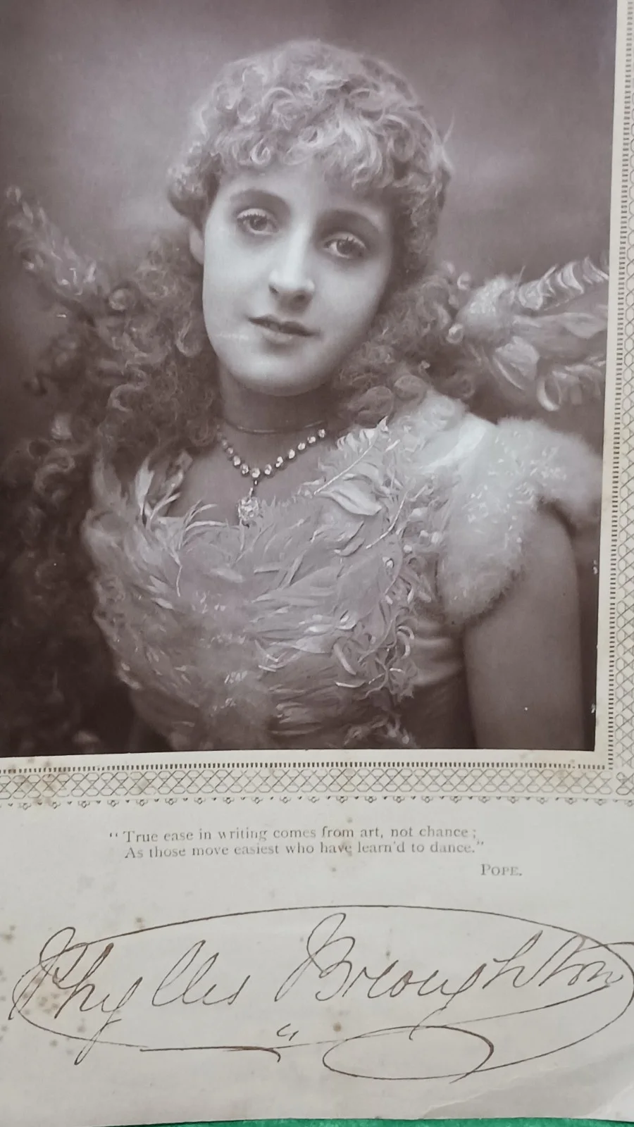 PHYLLIS BROUGHTON — ACTRESS PHYLLIS BROUGHTON AUTOGRAPHED CABINET CARD, image 2