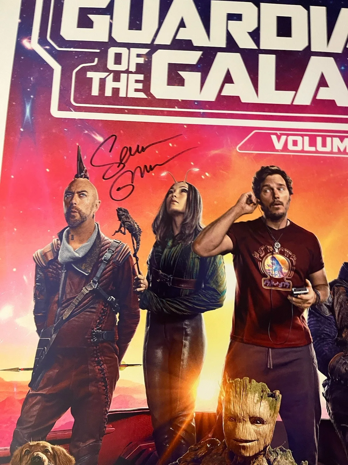 Sean Gunn Karen Gillan Signed Guardians Of The Galaxy Vol 3 D/S 27x40, изображение 2