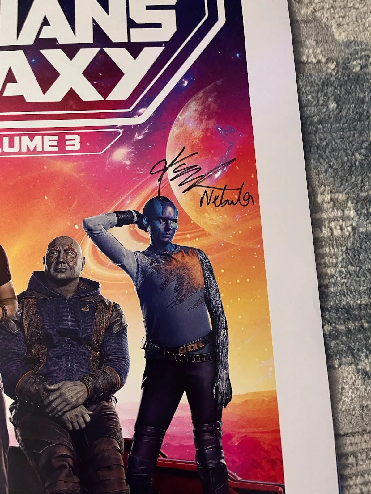 Sean Gunn Karen Gillan Signed Guardians Of The Galaxy Vol 3 D/S 27x40, изображение 3