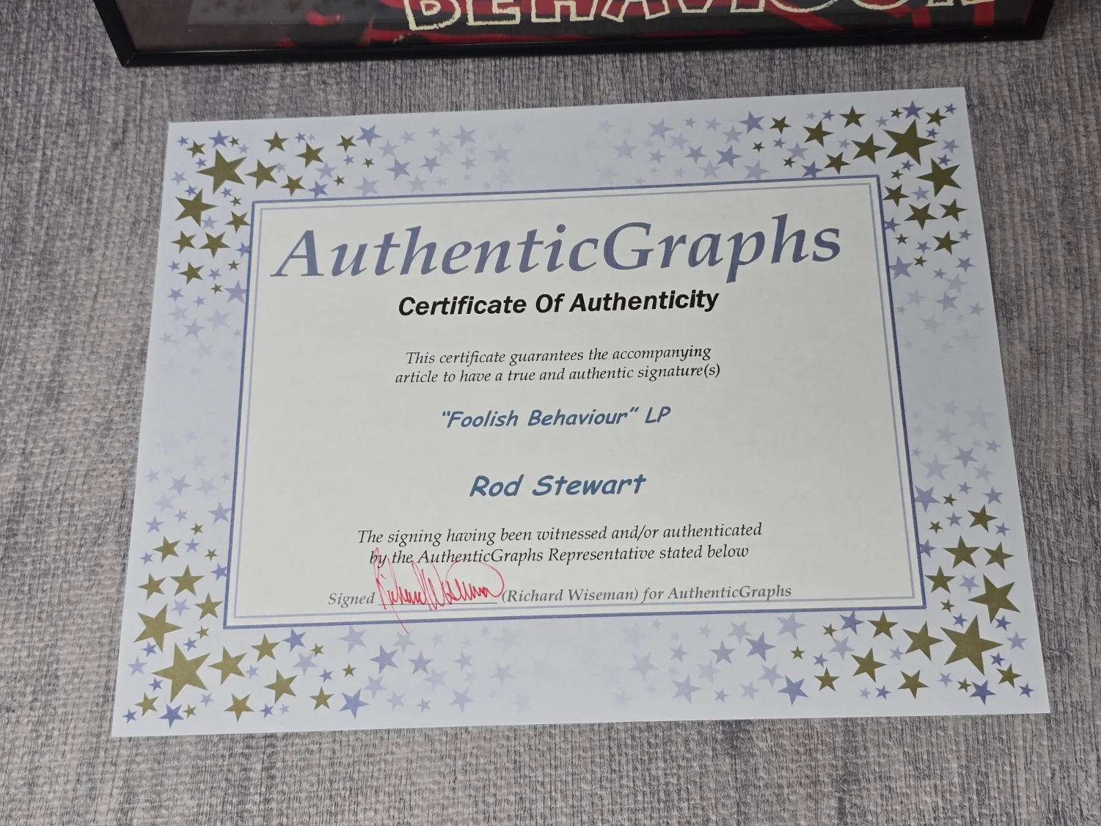 ROD STEWART Signed Record LP Foolish Behavior Framed with COA, image 2