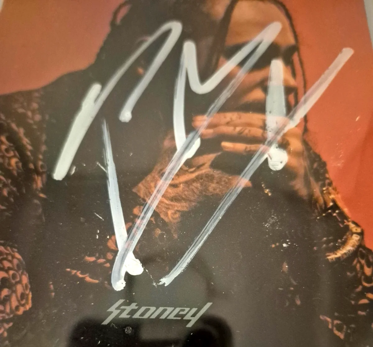 POST MALONE SIGNED AUTOGRAPHED STONEY CD COVER RARE POSTY PSA COA ENCAPSULATED, image 2