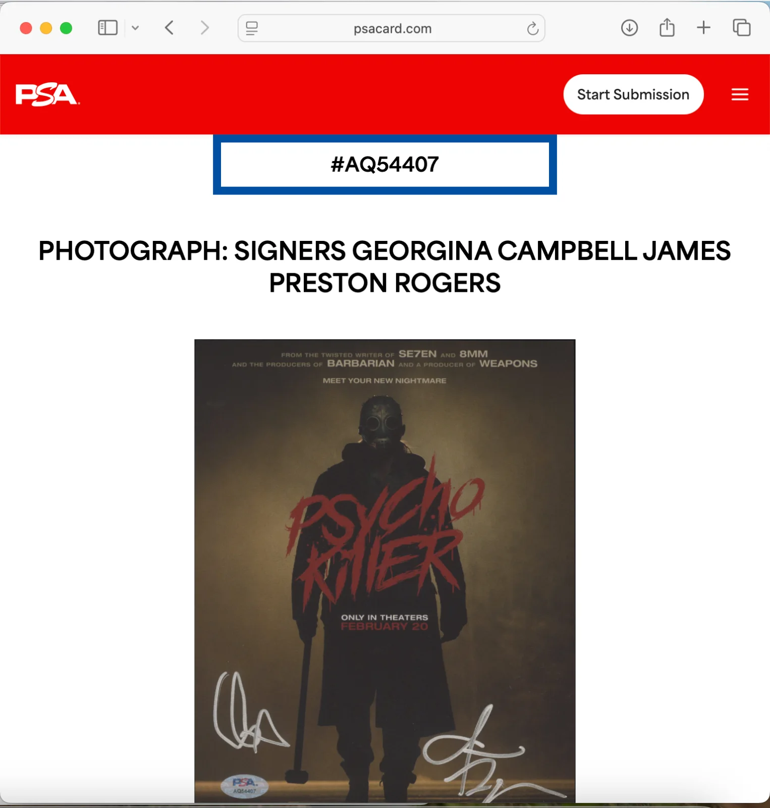 Georgina Campbell, James Preston Rogers — GEORGINA CAMPBELL JAMES PRESTON ROGERS SIGNED 8x10 PHOTO PSA DNA PSYCHO KILLER, изображение 3