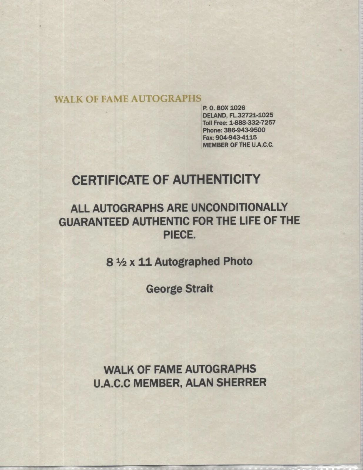 GEORGE STRAIT - COUNTRY SINGER UP CLOSE - HAND SIGNED AUTOGRAPHED PHOTO COA, изображение 2