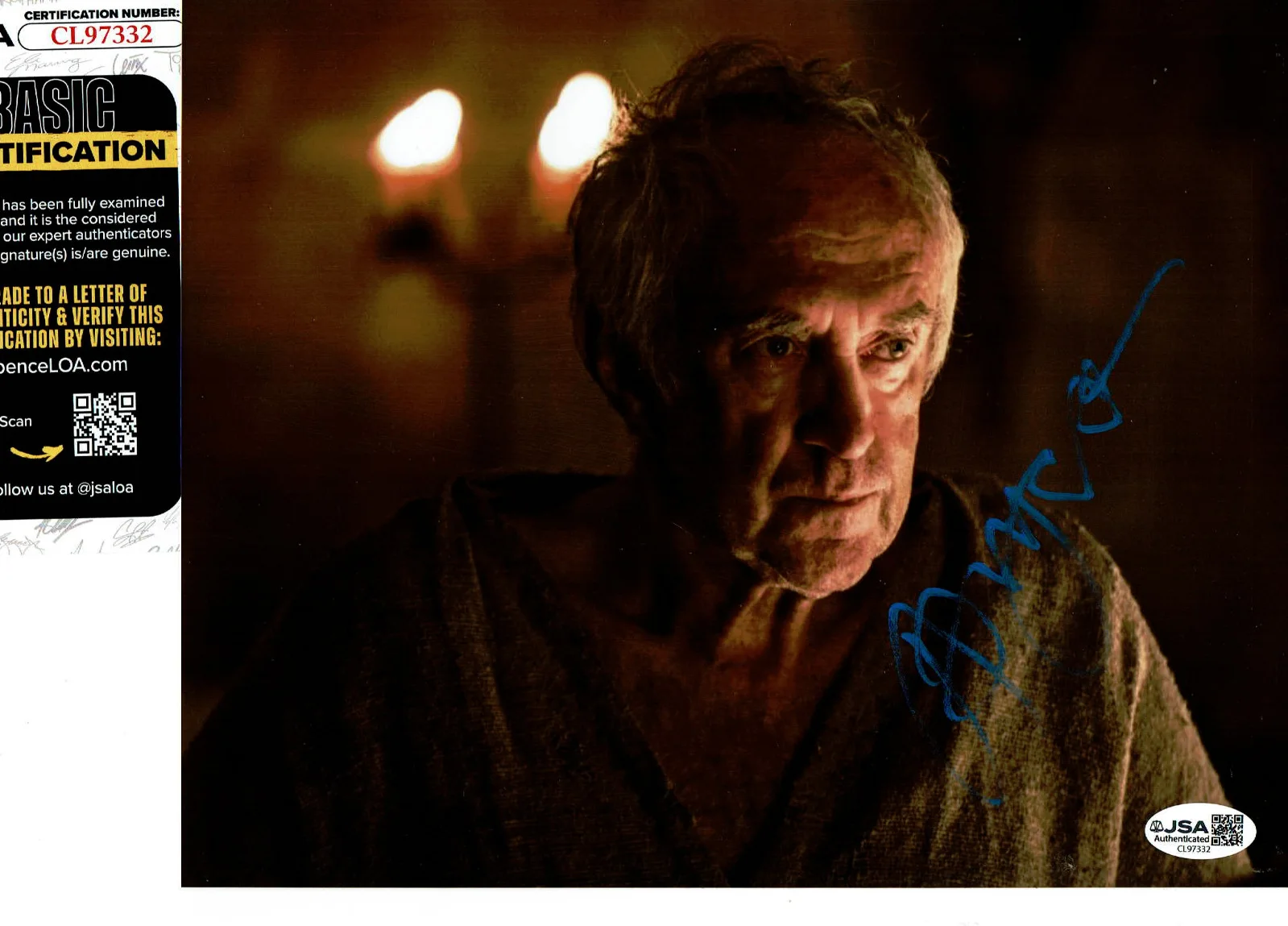 JONATHAN PRYCE — Game of Thrones JONATHAN PRYCE Autographed 8x10 color PHOTO JSA Cert