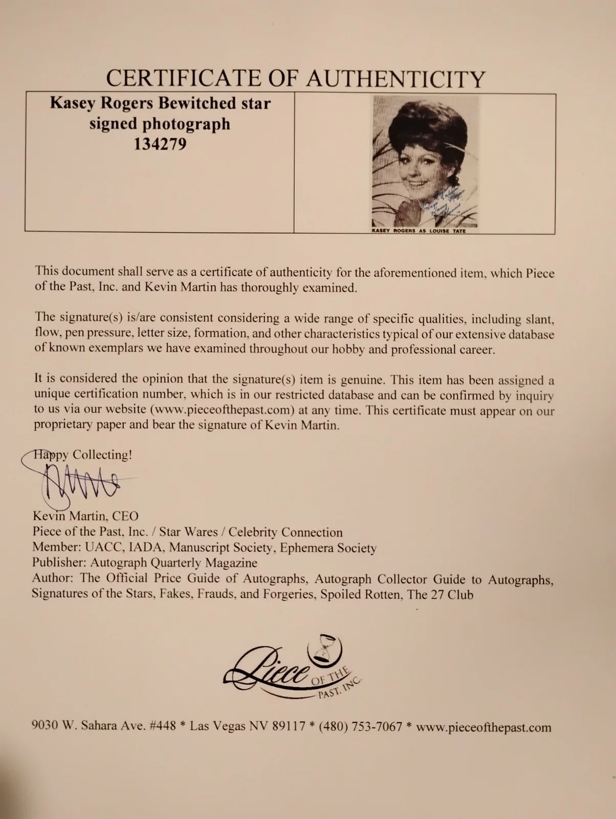 Kasey Rogers — Kasey Rogers Autographed Signed 8x10 Photo Louise Tate Actress Bewitched W/COA, изображение 2