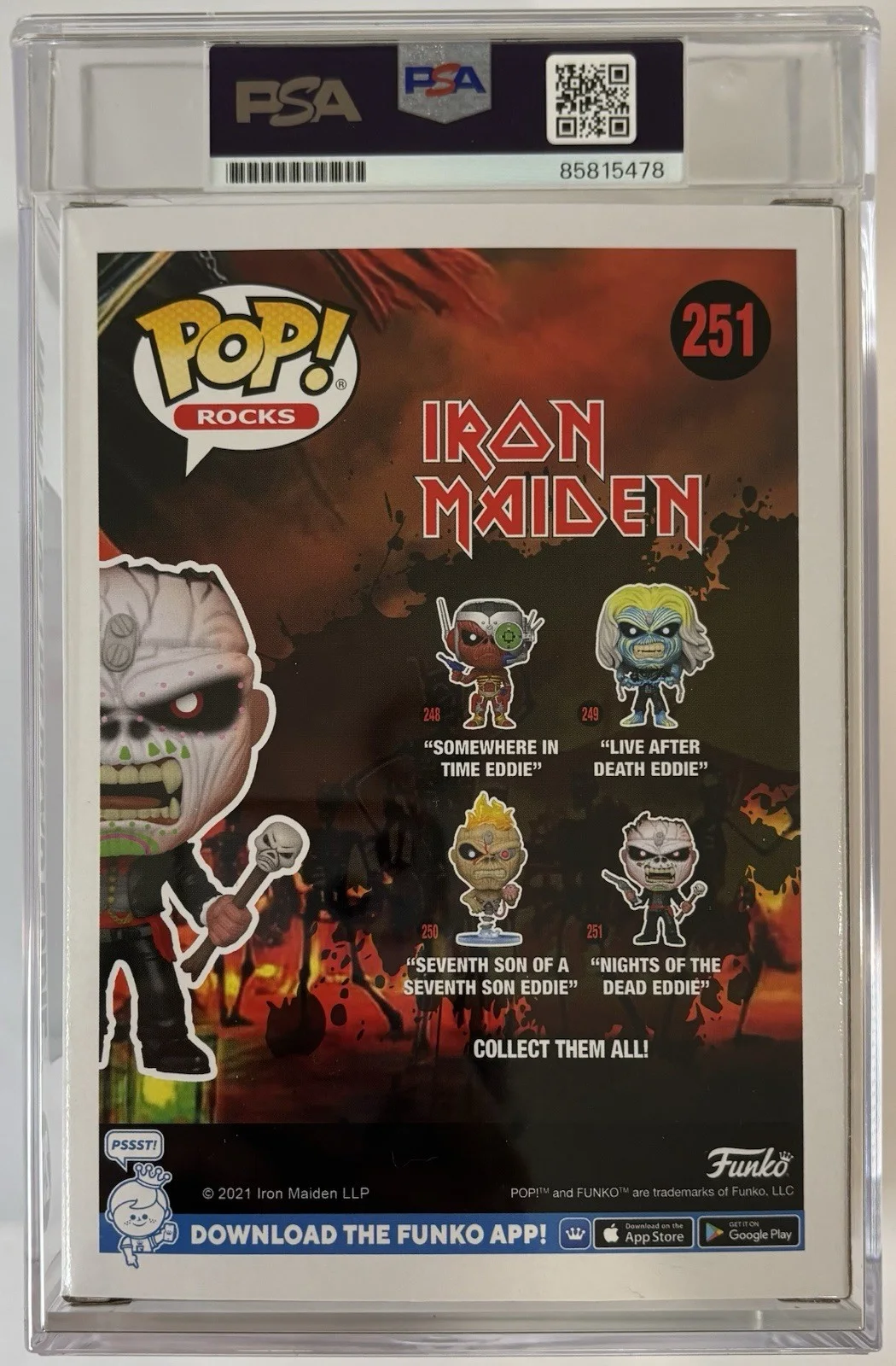 Nicko McBrain Signed Iron Maiden Nights Of The Dead Eddie Funko Pop PSA ENCAP, изображение 3