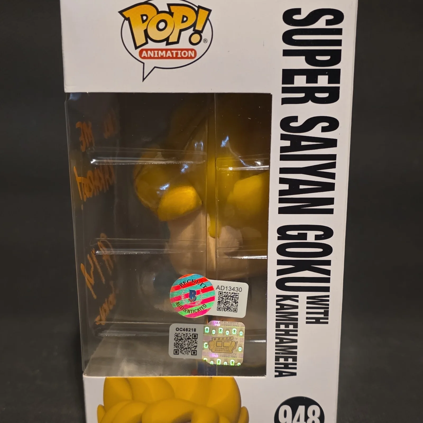 Goku — Funko Pop Super Saiyan Goku #948 Autographed Beckett Authenticated Figurine, изображение 2