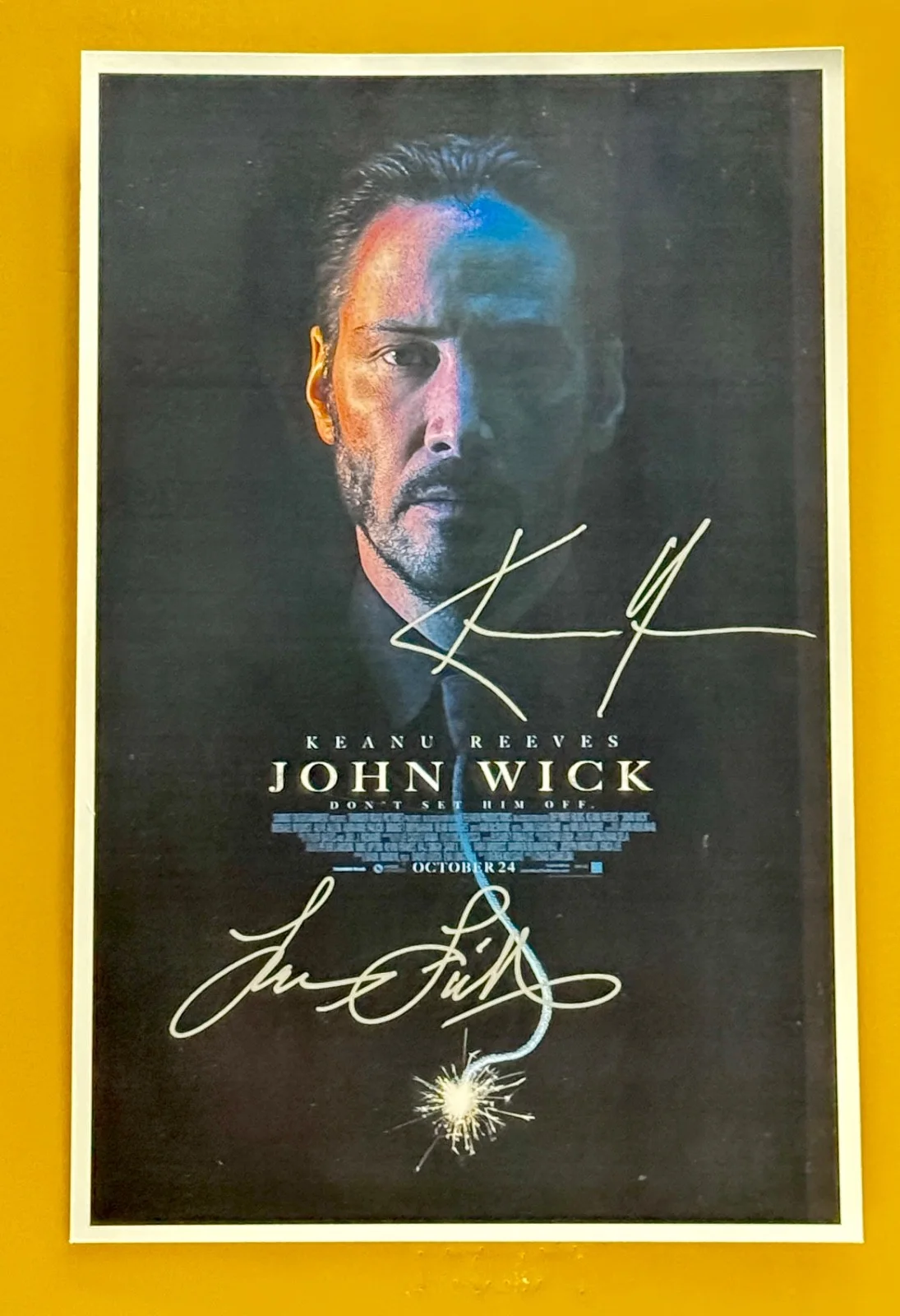 Keanu Reeves and Laurence Fishburne — SIGNED JOHN WICK 11x17 Movie Poster COA by 2 of the actors - Shipped FREE