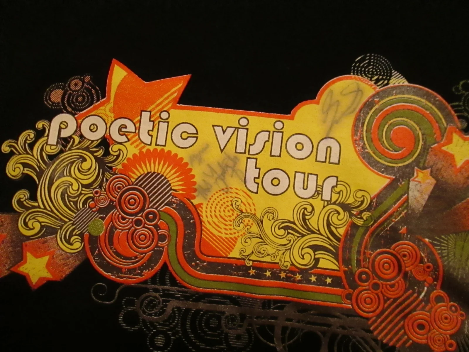 POETIC VISION TOUR T Shirt Sz SMALL Hand Signed RARE OOAK Autographed, image 3
