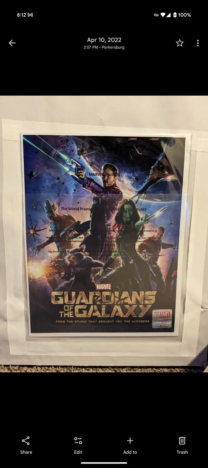 Cast Signed Guardians Of The Galaxy Movie Poster, изображение 5