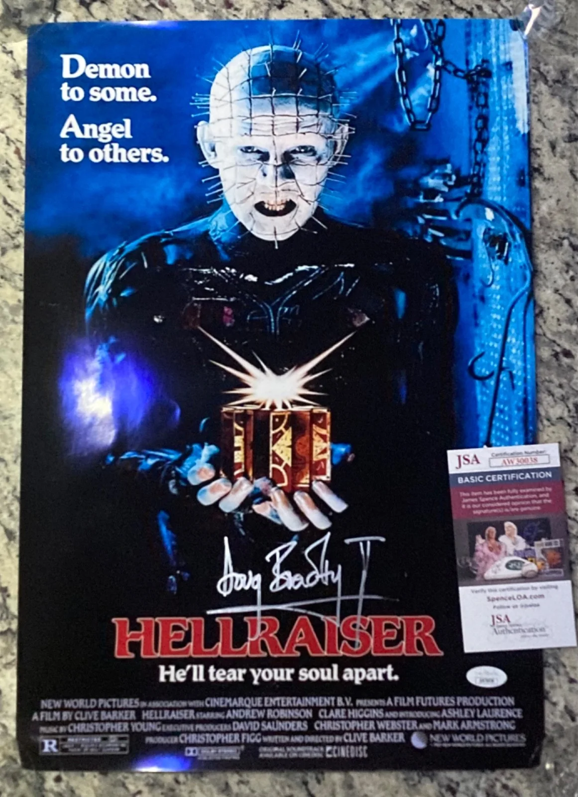 13x19 SIGNED Doug Bradley Hellraiser Pinhead Photo/Poster (w/ JSA) w/ Needle Ske, image 2