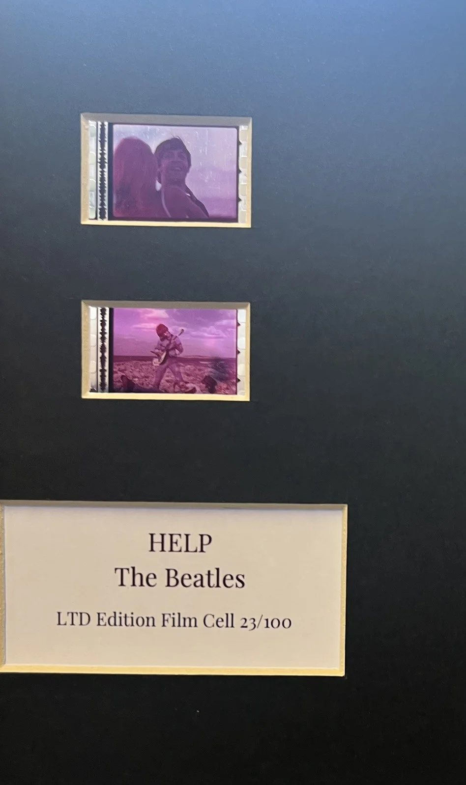 HELP The Beetles. 35mm Film Cell Mounted Display, image 3