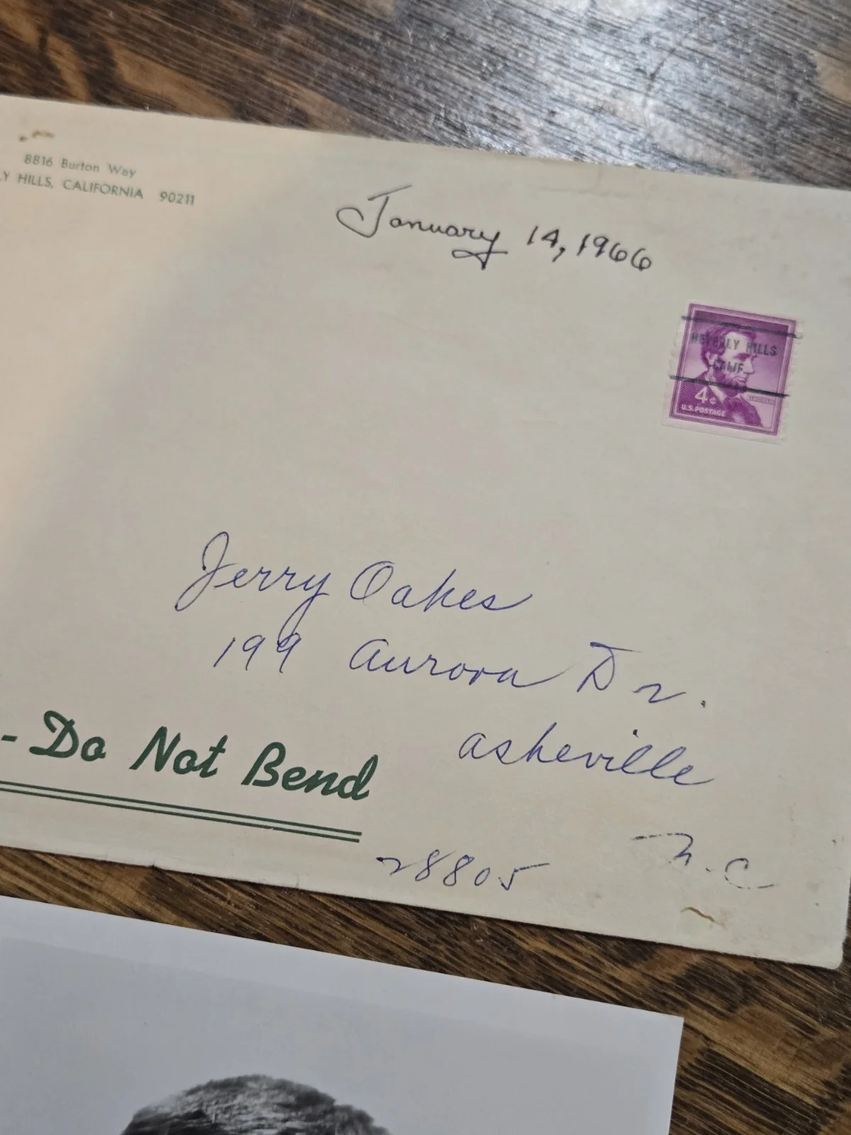 Jerry Lewis Signed / Autographed B&W Photo - 1966 Dated w/ Original Envelope, image 3