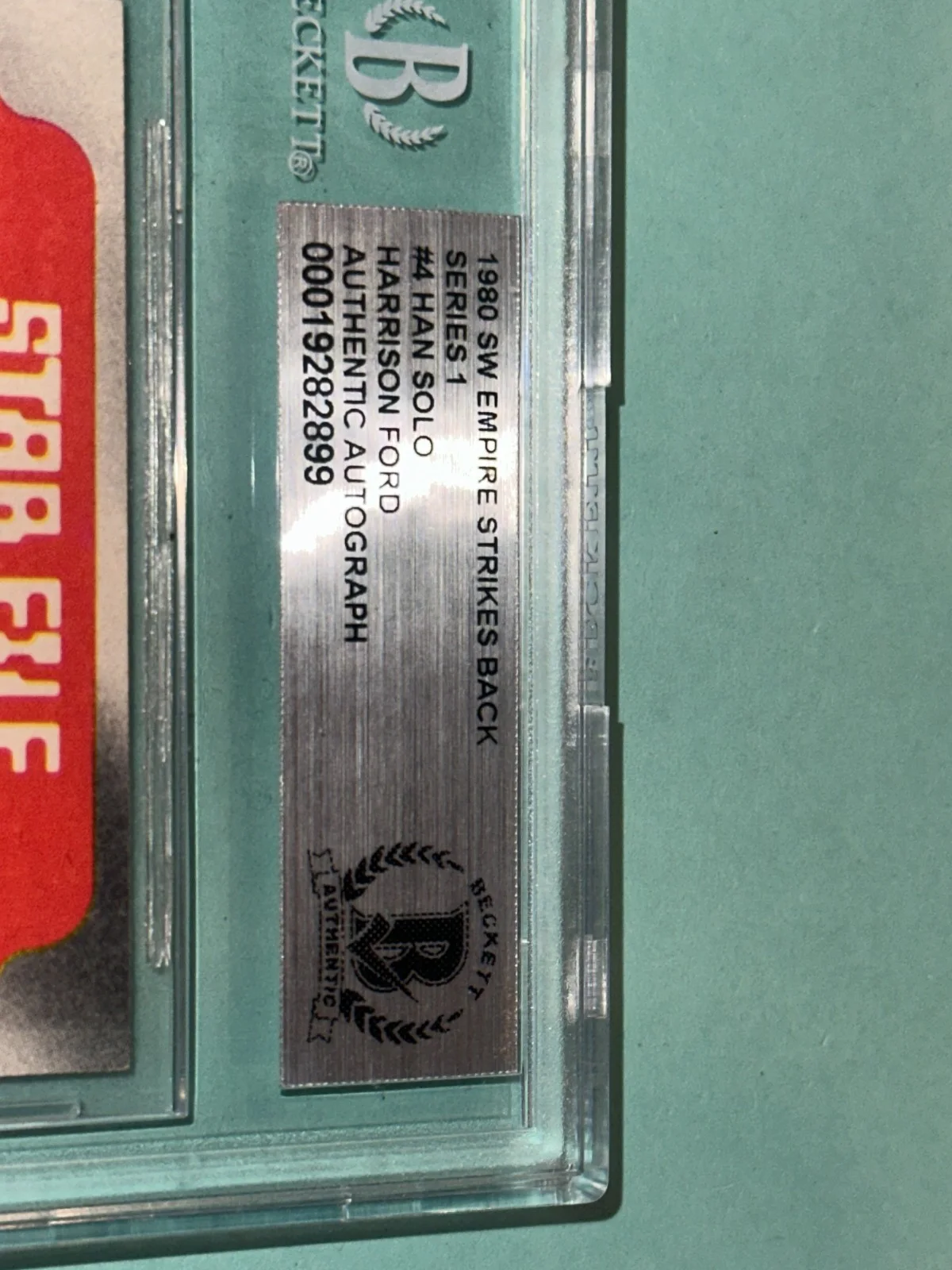 HARRISON FORD — HARRISON FORD Signed 1980 STAR WARS EMPIRE SERIES 1 Card #4 Beckett BAS, изображение 2