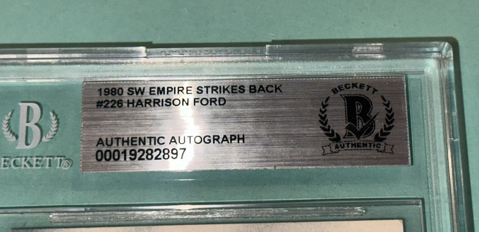 HARRISON FORD — HARRISON FORD Signed 1980 STAR WARS EMPIRE Card #226 Beckett BAS, изображение 2