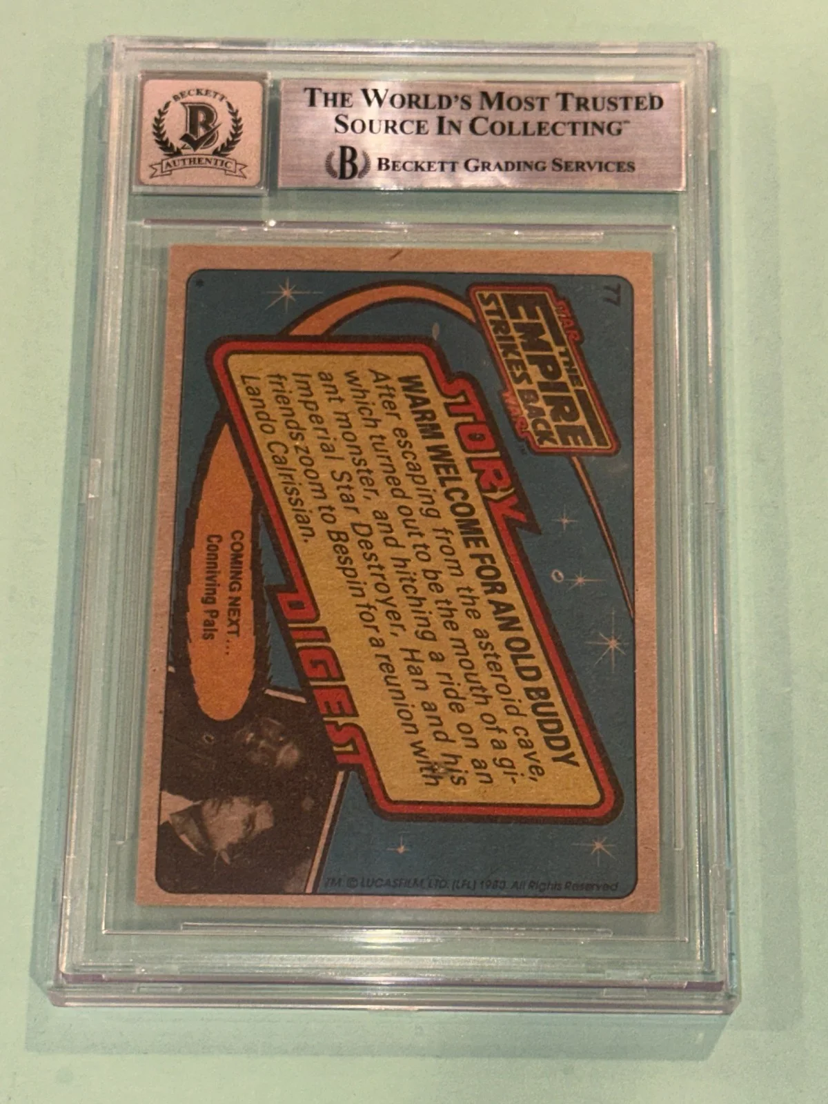 HARRISON FORD — HARRISON FORD Signed 1980 STAR WARS EMPIRE WELCOME Card #77 Beckett BAS AUTO 10, изображение 3