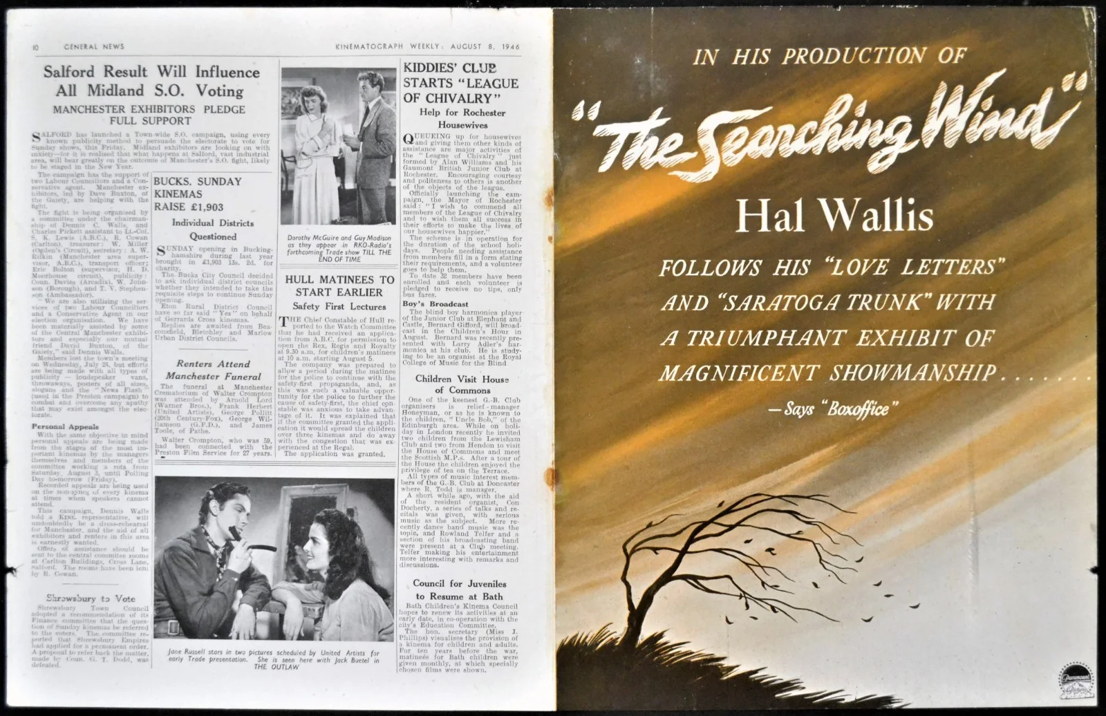 SEARCHING WIND 1946 Robert Young, Sylvia Sidney TRADE ADVERT #1, image 2