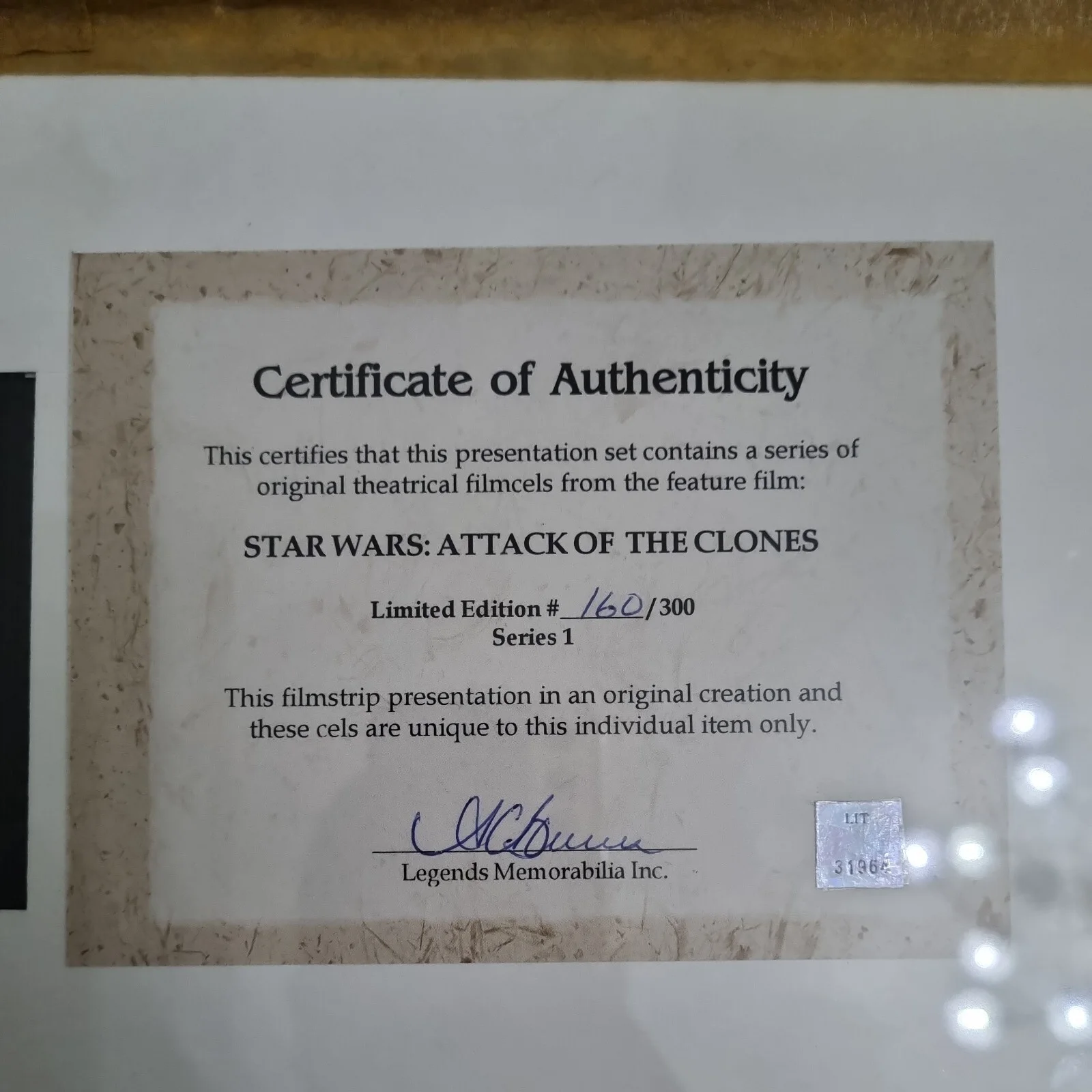 Star Wars Attack of the Clones Filmcel 160/300 Limited Edition Framed, изображение 5