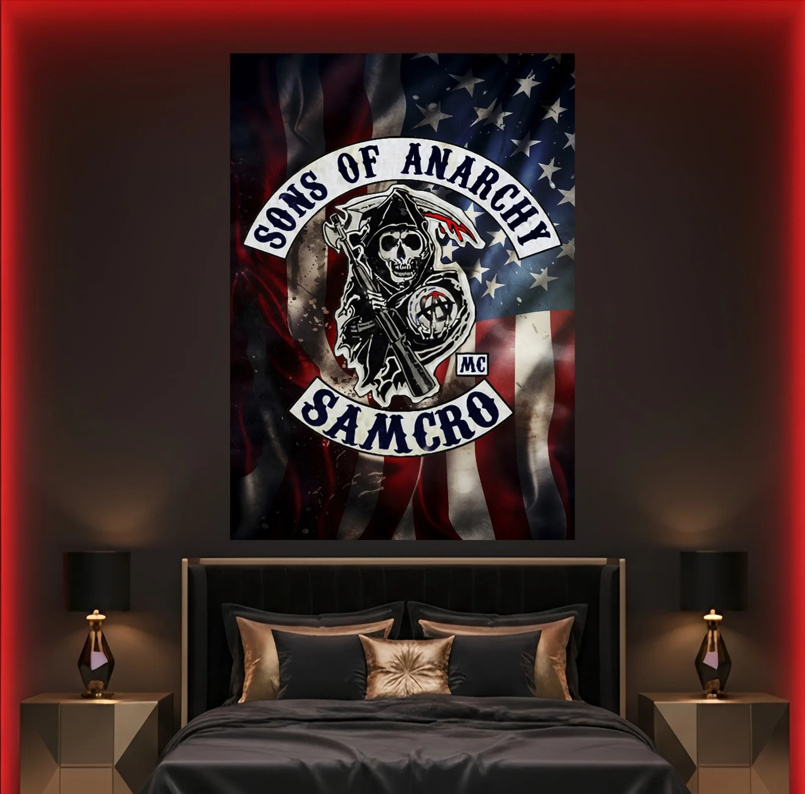 Large A0 A1 A2 A3 A4 A5 Sons Of Anarchy Samcro American USA Flag Wall Art Poster, image 3