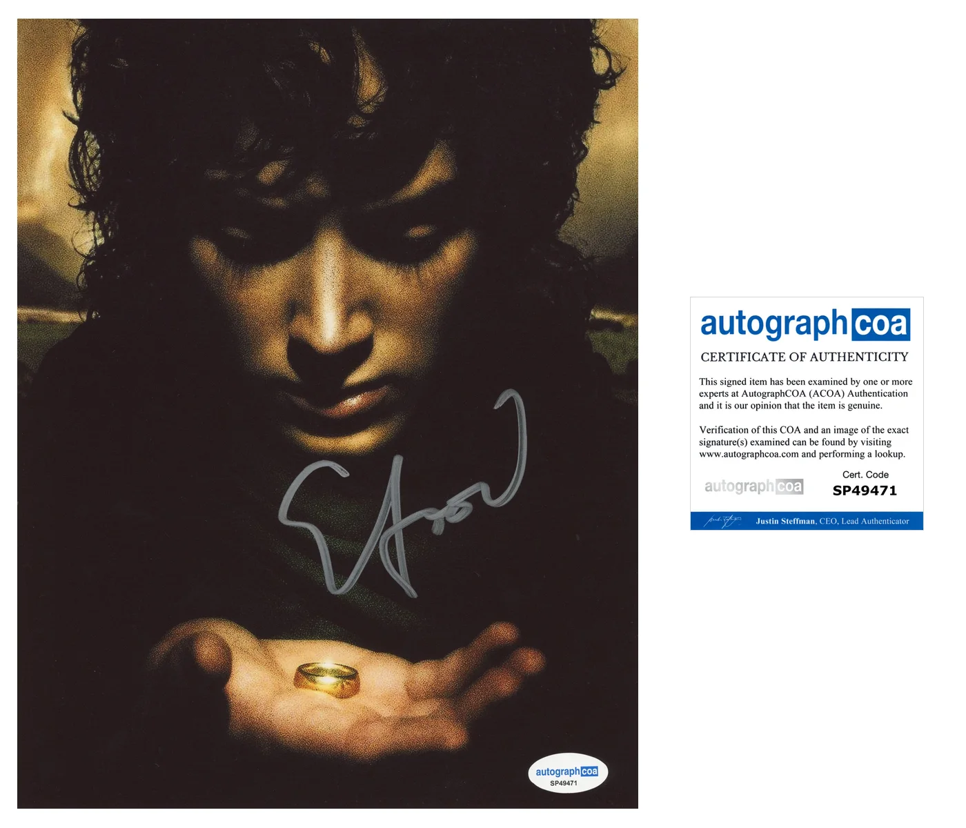Elijah Wood — Elijah Wood ‘Lord Of The Rings’ Signed 'Frodo' 8x10 Photo ACOA LOTR