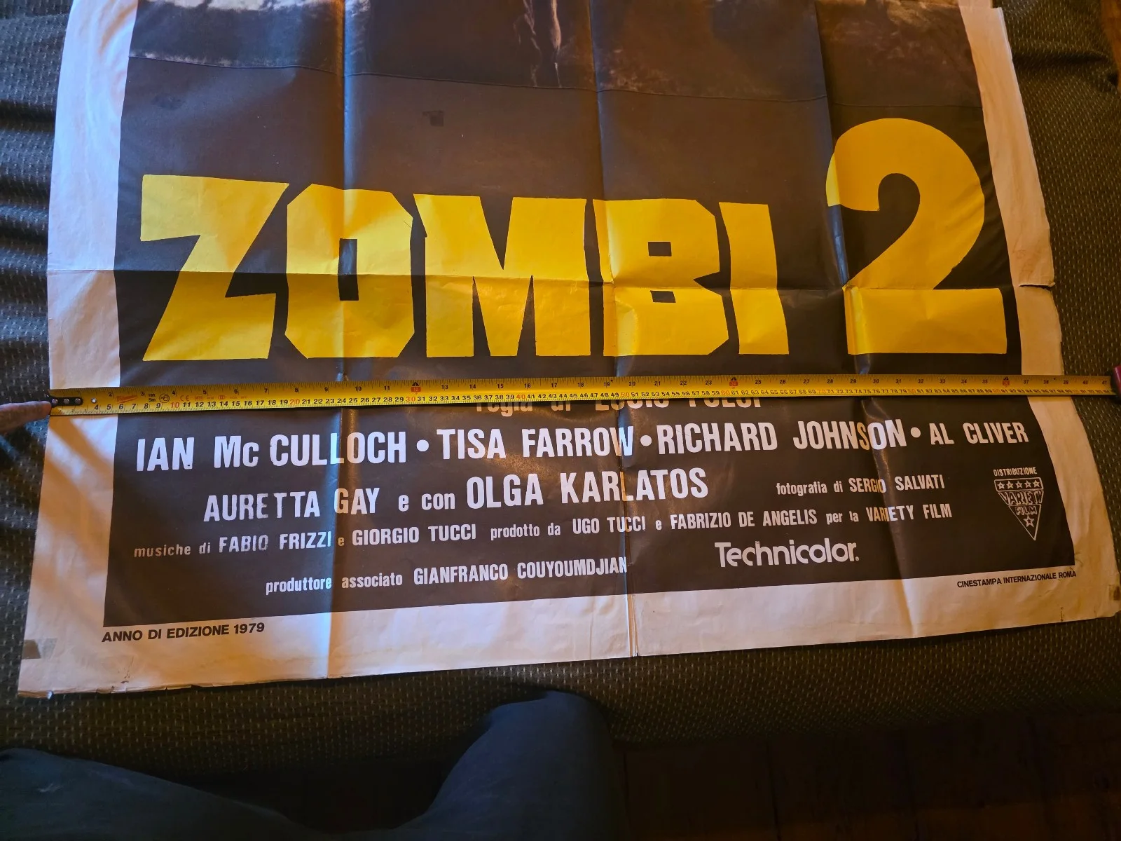ZOMBI 2 ORIGINAL ITALIAN MOVIE POSTER LUCIO FULCI ZOMBIE FLESH EATERS 1979, изображение 2
