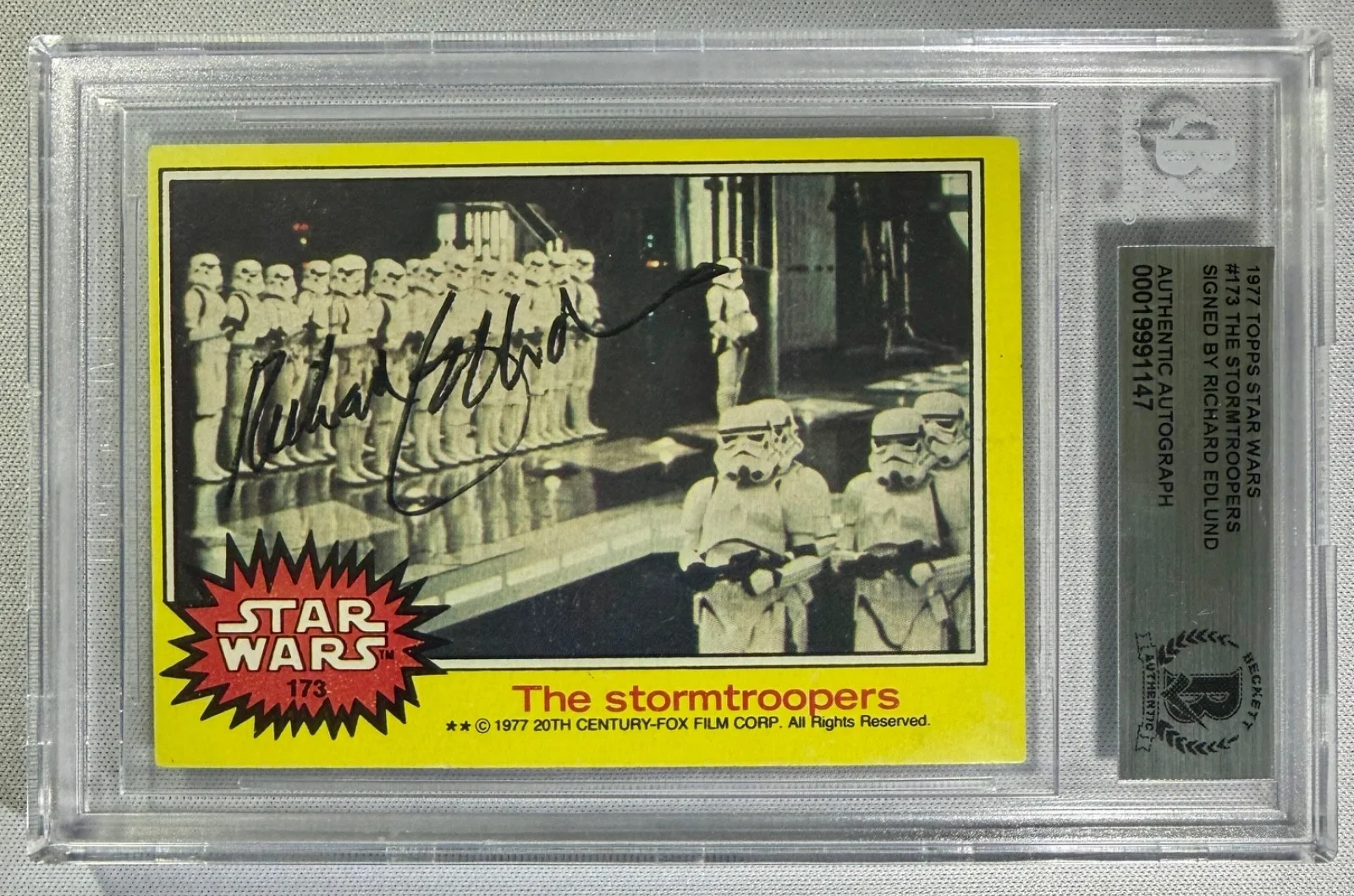 Richard Edlund — 1977 Topps Star Wars Richard Edlund Signed Auto Card #173 BAS Beckett