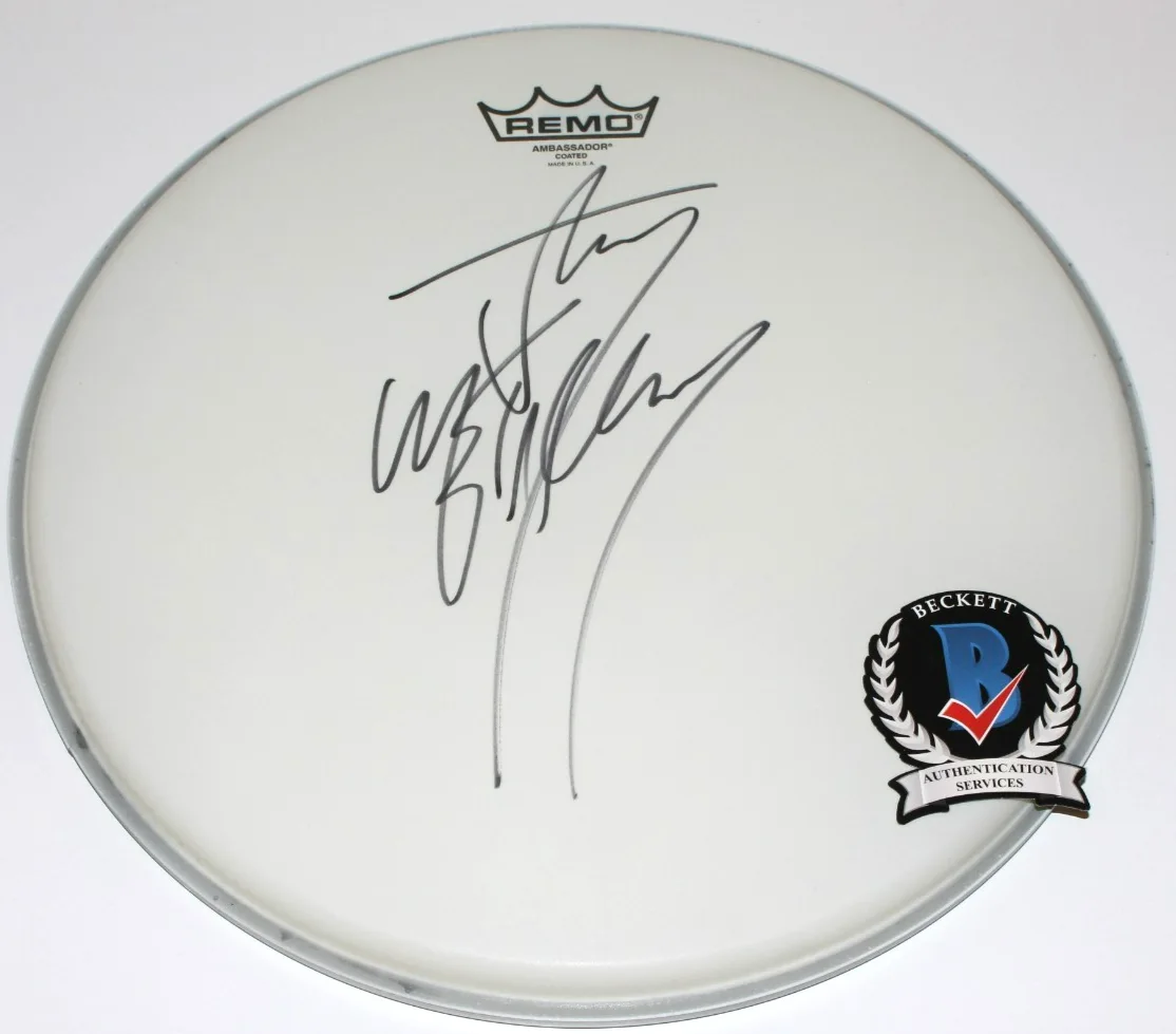 JAY WEINBERG SIGNED 14" REMO DRUMHEAD BECKETT COA SLIPKNOT DRUMMER MAX SON, изображение 2