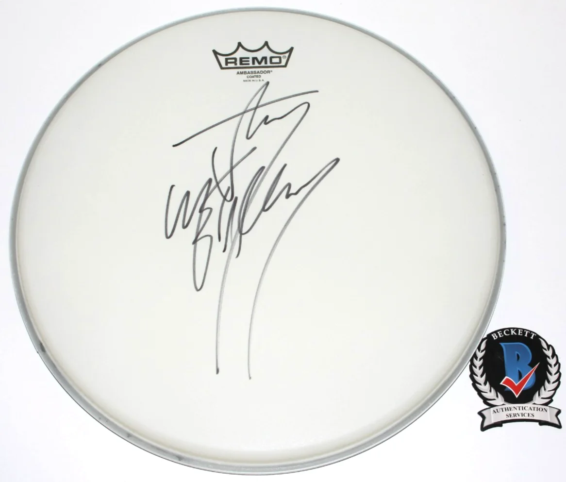 JAY WEINBERG SIGNED 14" REMO DRUMHEAD BECKETT COA SLIPKNOT DRUMMER MAX SON, изображение 3