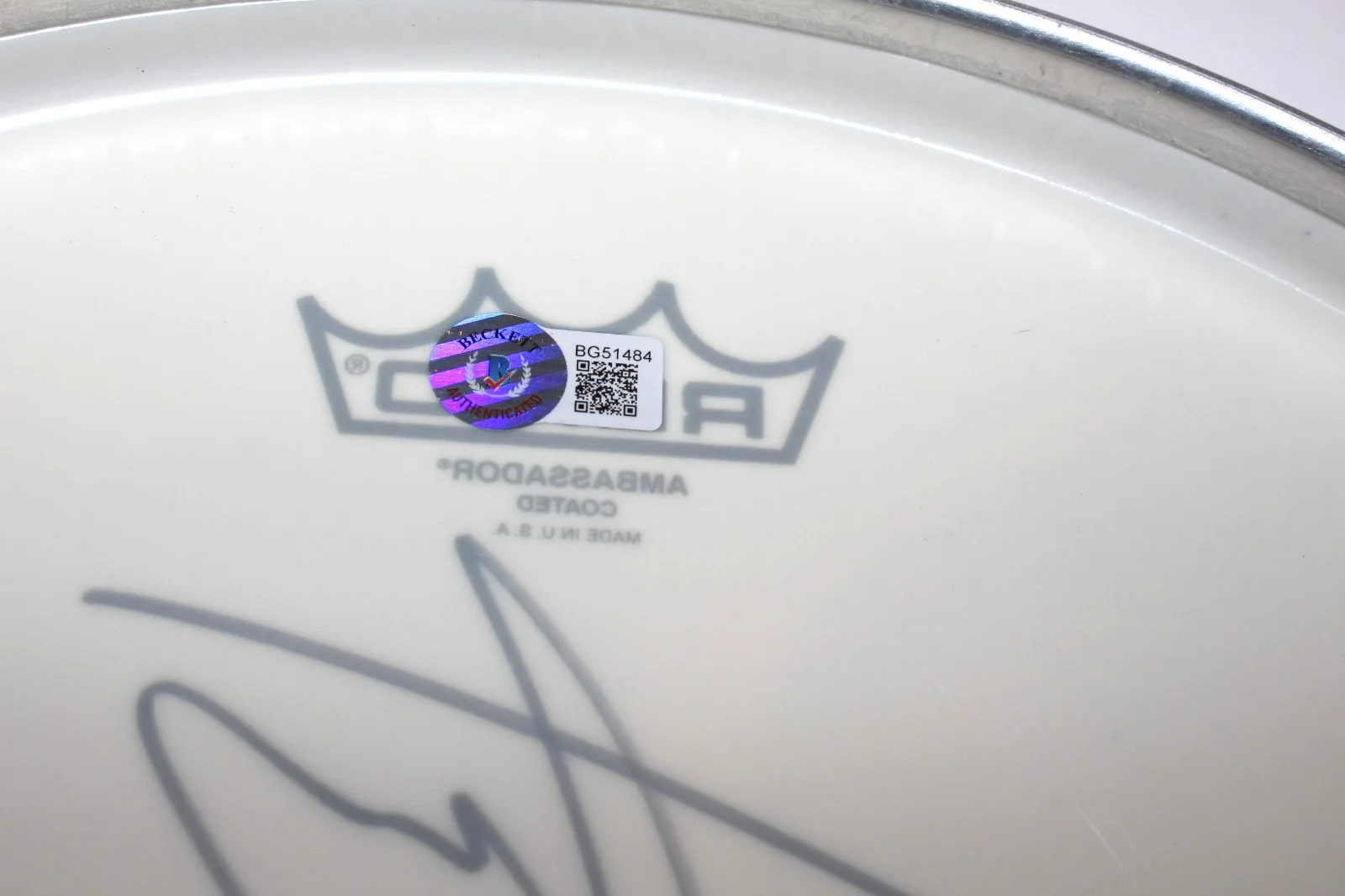 JAY WEINBERG SIGNED 14" REMO DRUMHEAD BECKETT COA SLIPKNOT DRUMMER MAX SON, изображение 4