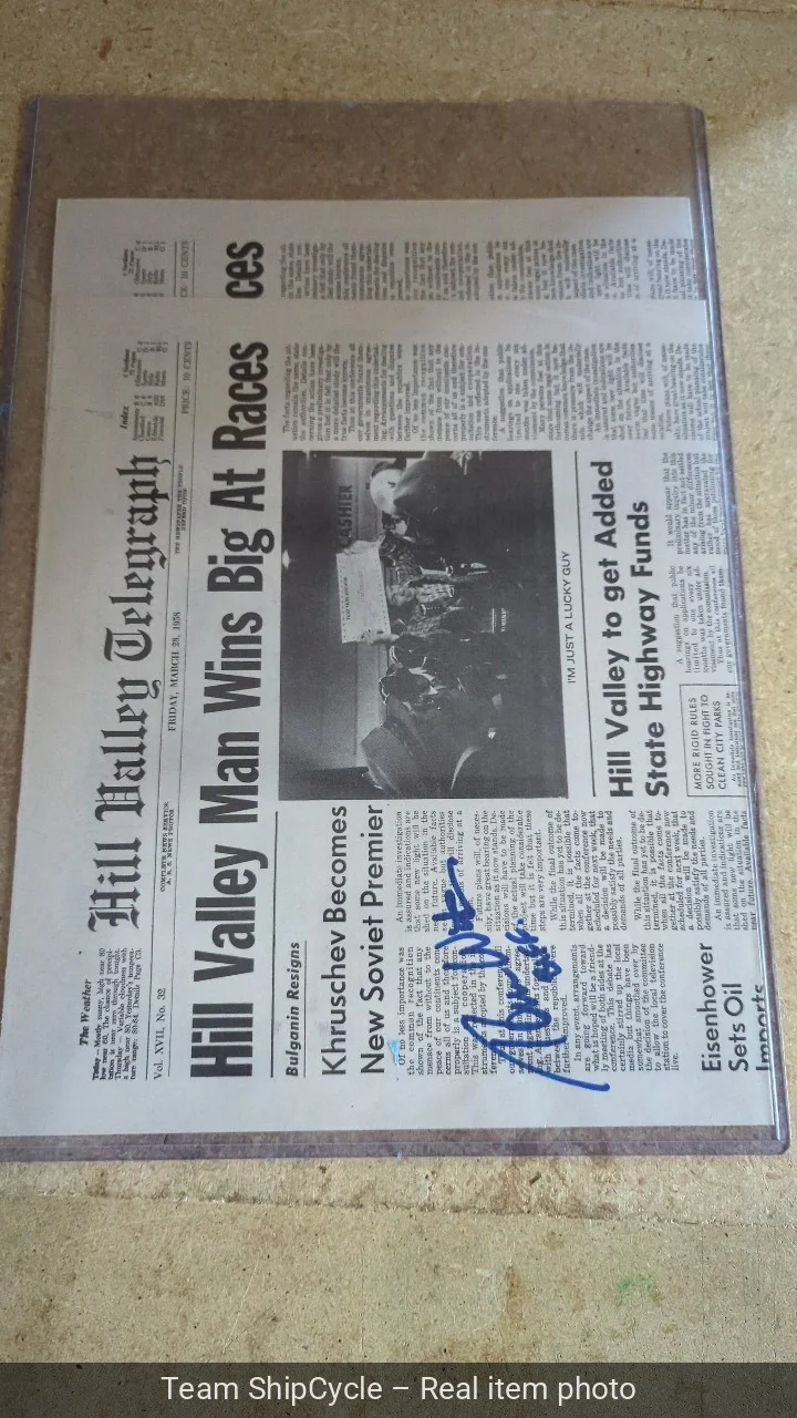 TOM WILSON BACK TO THE FUTURE SIGNED SPAPER PROP AUTOGRAPH BECKETT BAS C G2U, image 2