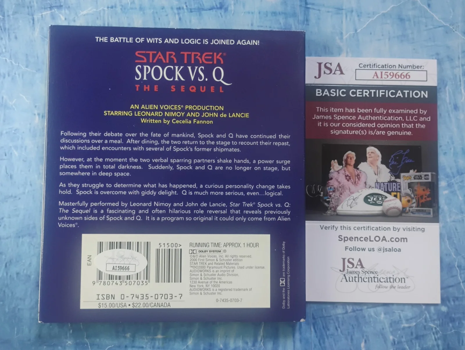 Leonard Nimoy & John De Lancie Spock vs Q Signed JSA COA Star Trek NO TARIFFS, image 5