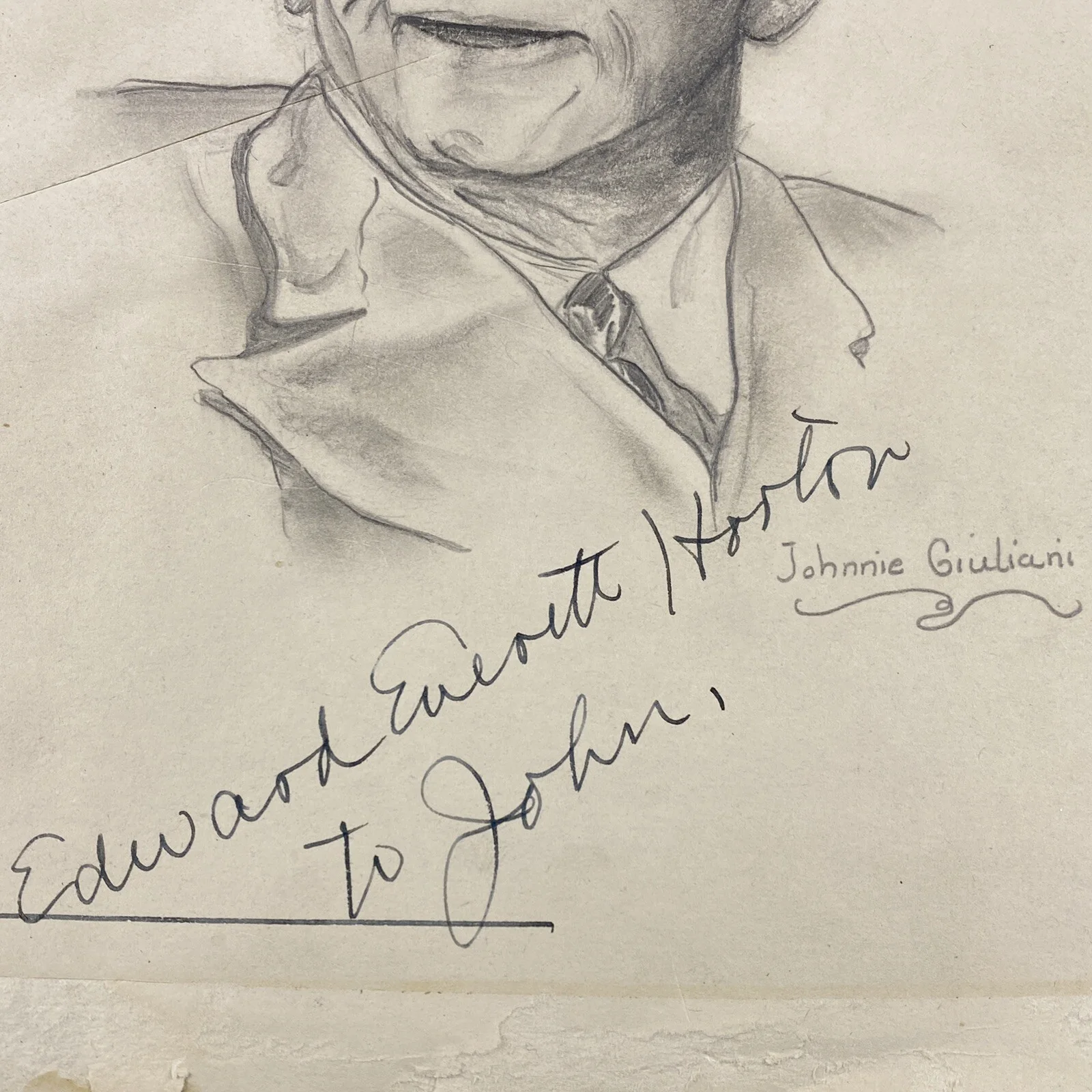 Edward Everett Horton — Edward Everett Horton SIGNED Original Sketch Portrait By Johnnie Giuliani COA, image 2