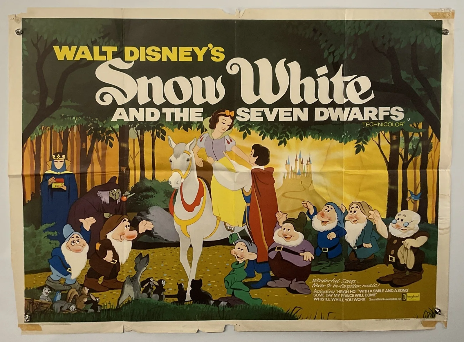 SNOW WHITE & THE SEVEN DWARFS(1937)QUAD POSTER - 1970 RR- GRADED VG RARE, изображение 4