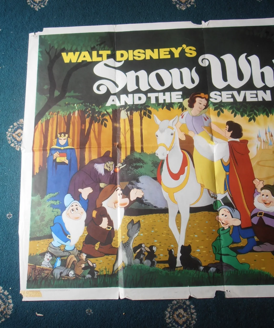 SNOW WHITE & THE SEVEN DWARFS(1937)QUAD POSTER - 1970 RR- GRADED VG RARE, изображение 5