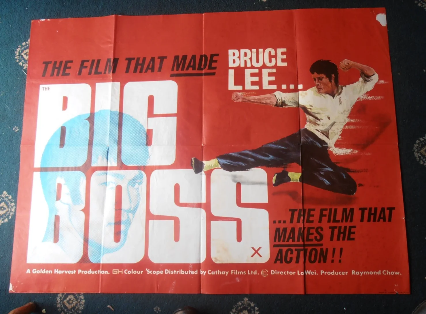 BRUCE LEE BIG BOSS(1973)30''x 40''UK QUAD POSTER - RARE DIFFERENT ARTWORK, изображение 2