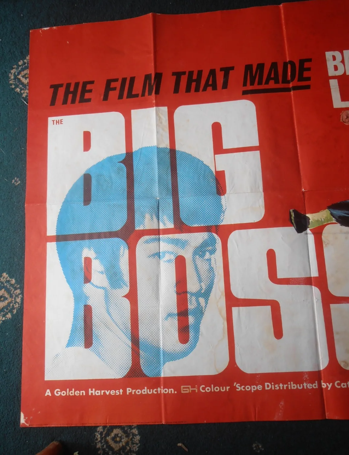 BRUCE LEE BIG BOSS(1973)30''x 40''UK QUAD POSTER - RARE DIFFERENT ARTWORK, изображение 3