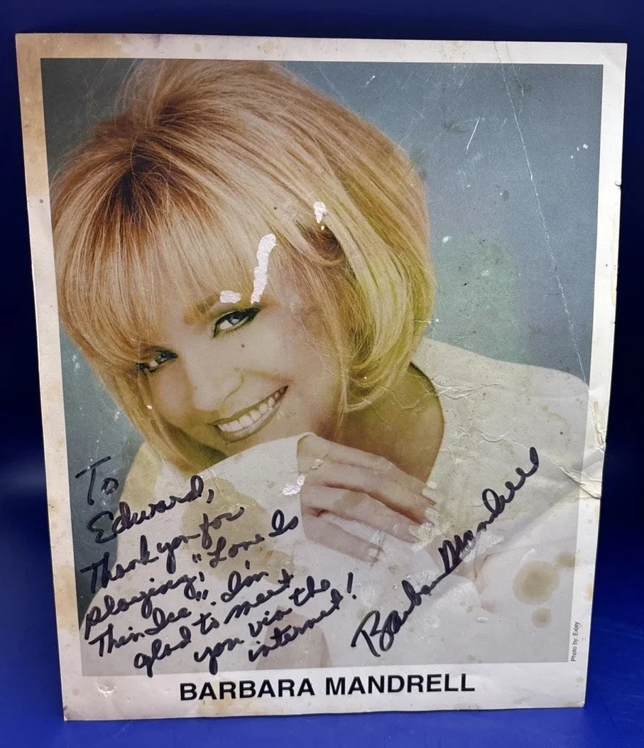 Barbara Mandrell — Barbara Mandrell Autographed 8x10 “Thank You For Playing Love Is Thin Ice” WORN