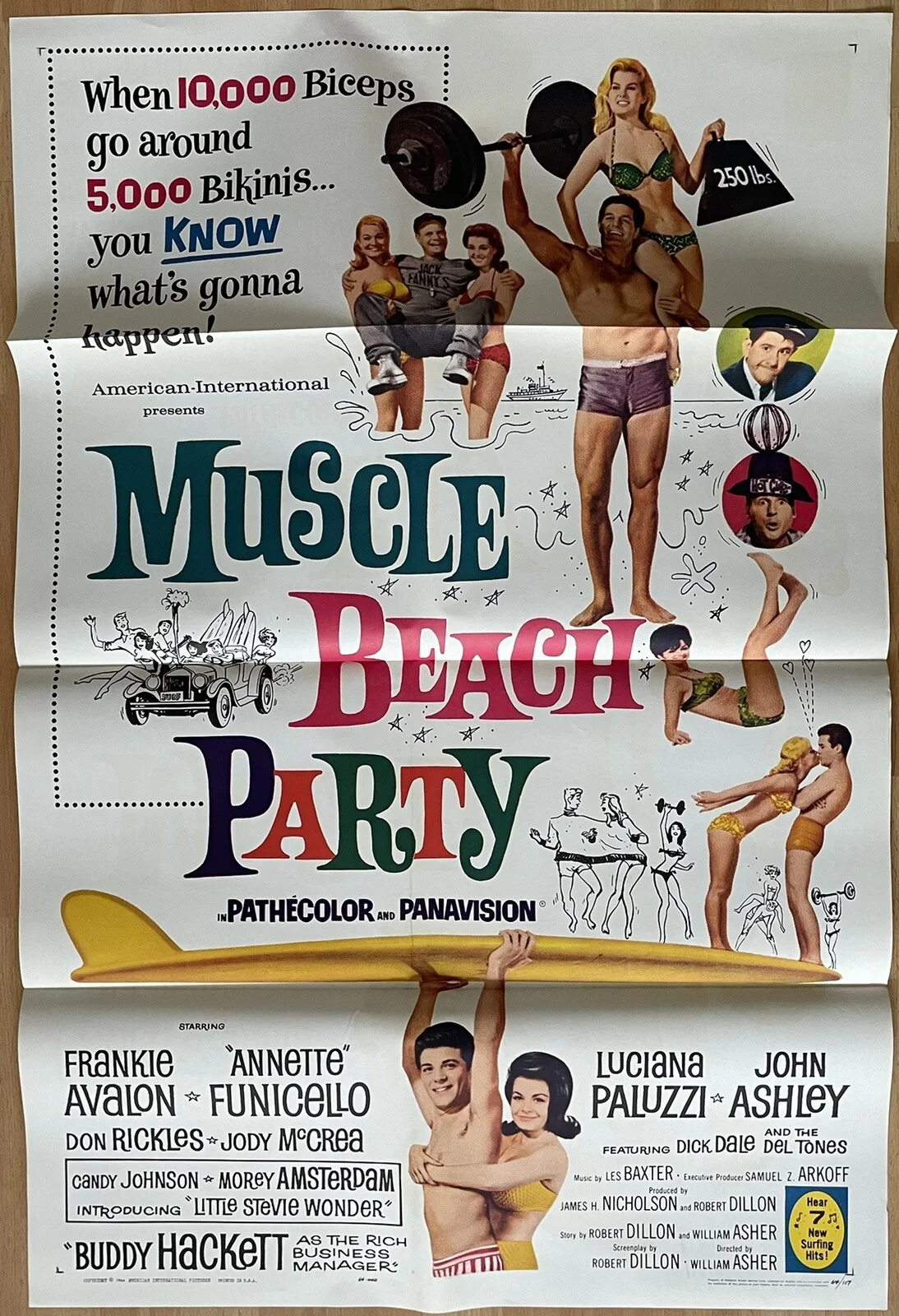 MUSCLE BEACH PARTY 1964 ORIGINAL U.S. 1-SHEET POSTER NEAR MINT, image 2