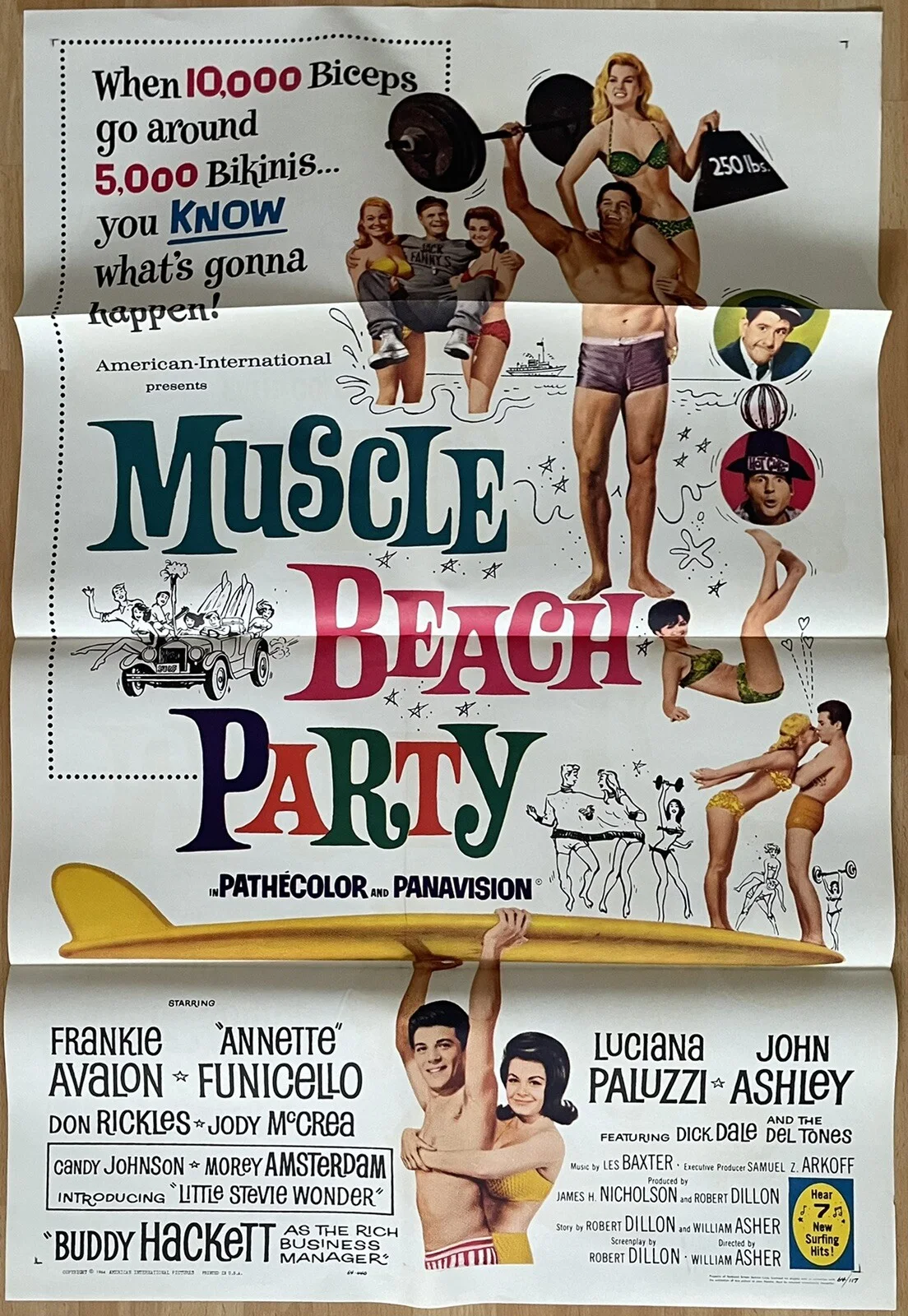 MUSCLE BEACH PARTY 1964 ORIGINAL U.S. 1-SHEET POSTER NEAR MINT, image 3