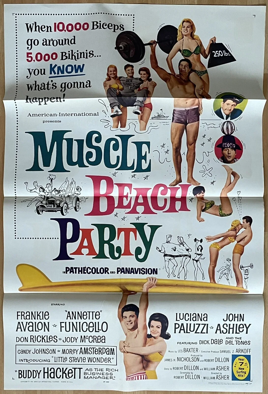 MUSCLE BEACH PARTY 1964 ORIGINAL U.S. 1-SHEET POSTER NEAR MINT, image 4