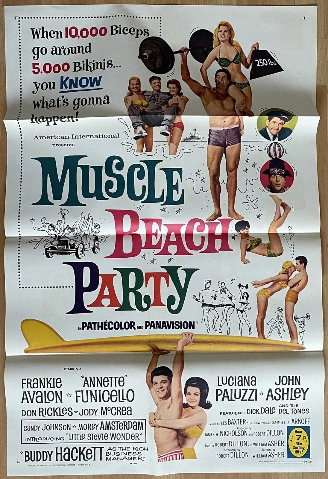 MUSCLE BEACH PARTY 1964 ORIGINAL U.S. 1-SHEET POSTER NEAR MINT, image 5