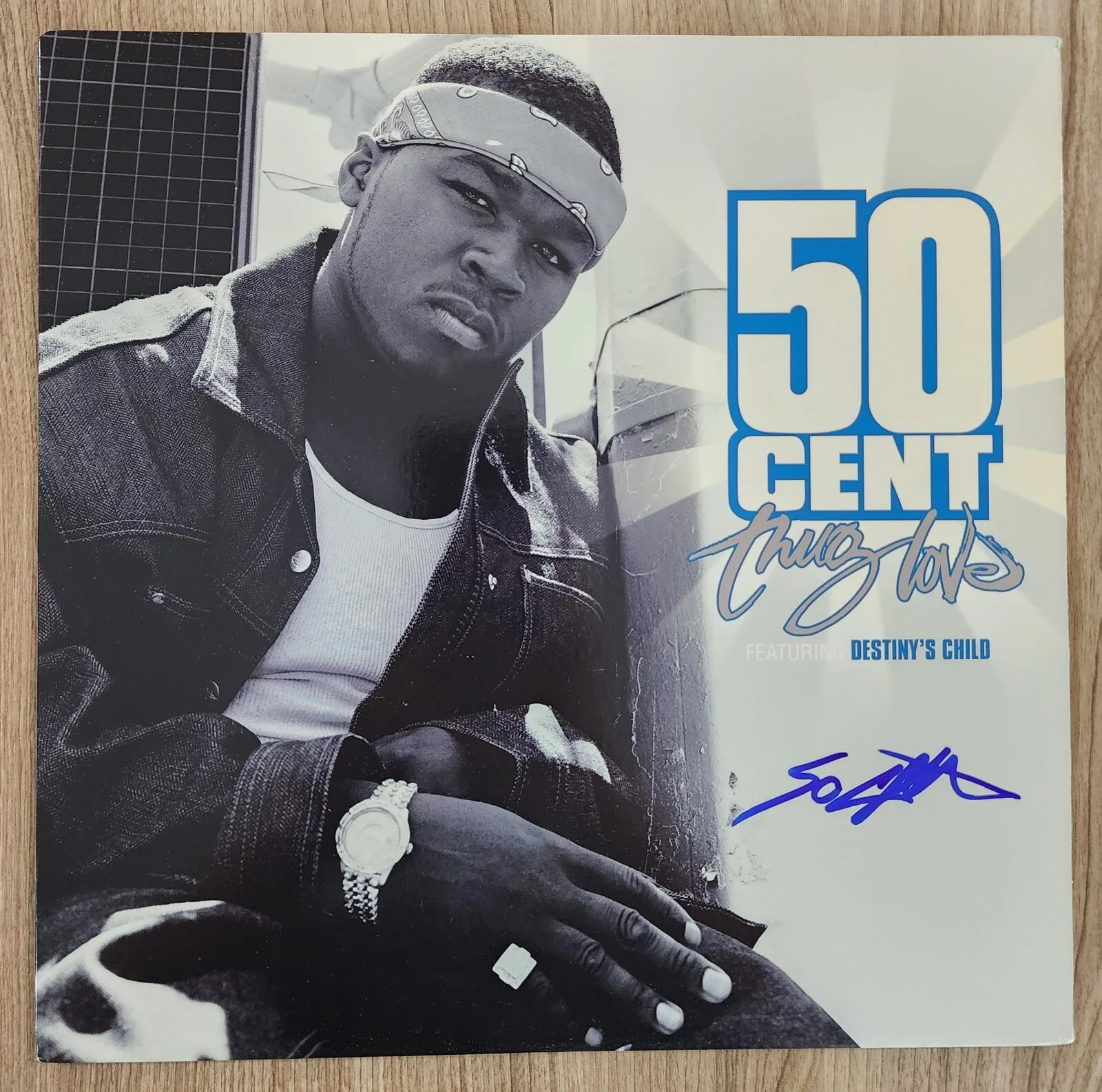 50 Cent Signed Thug Love 12" Vinyl Record Curtis Jackson Rapper Rap LEGEND JSA, image 2