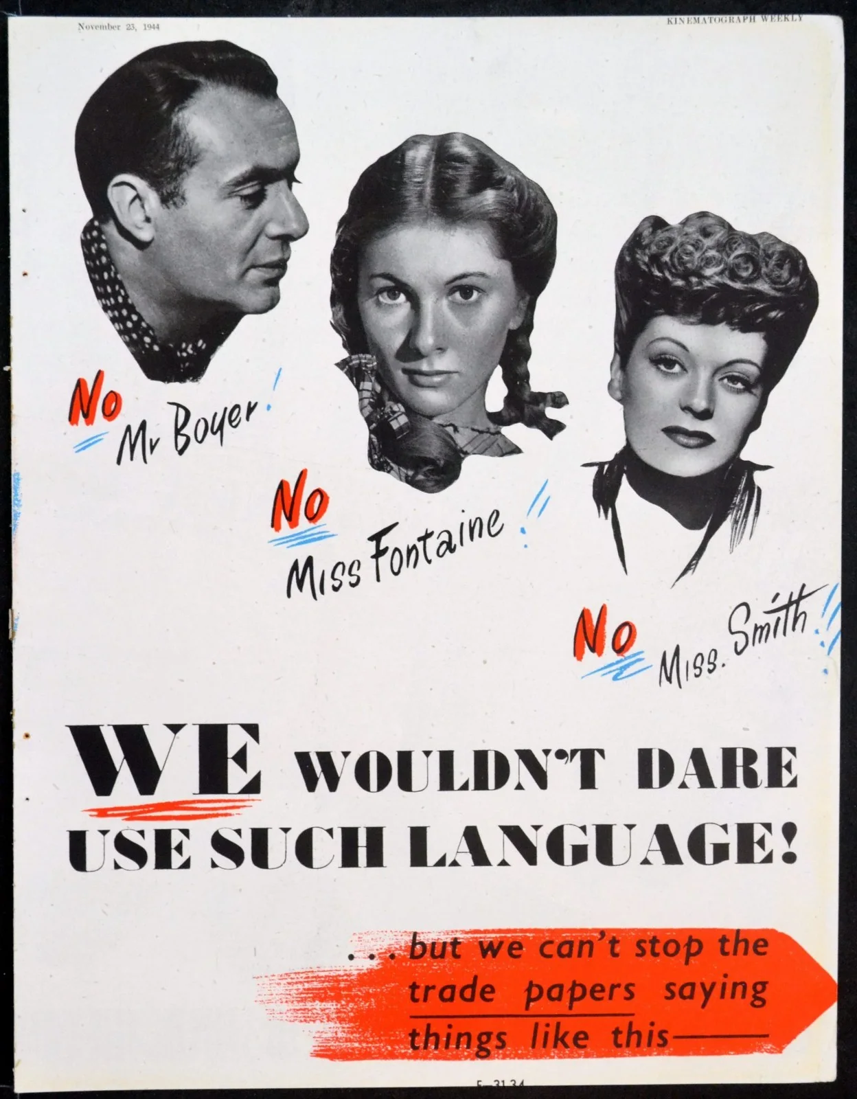CONSTANT NYMPH 1943 Charles Boyer, Joan Fontaine, Alexis Smith TRADE ADVERT, image 2