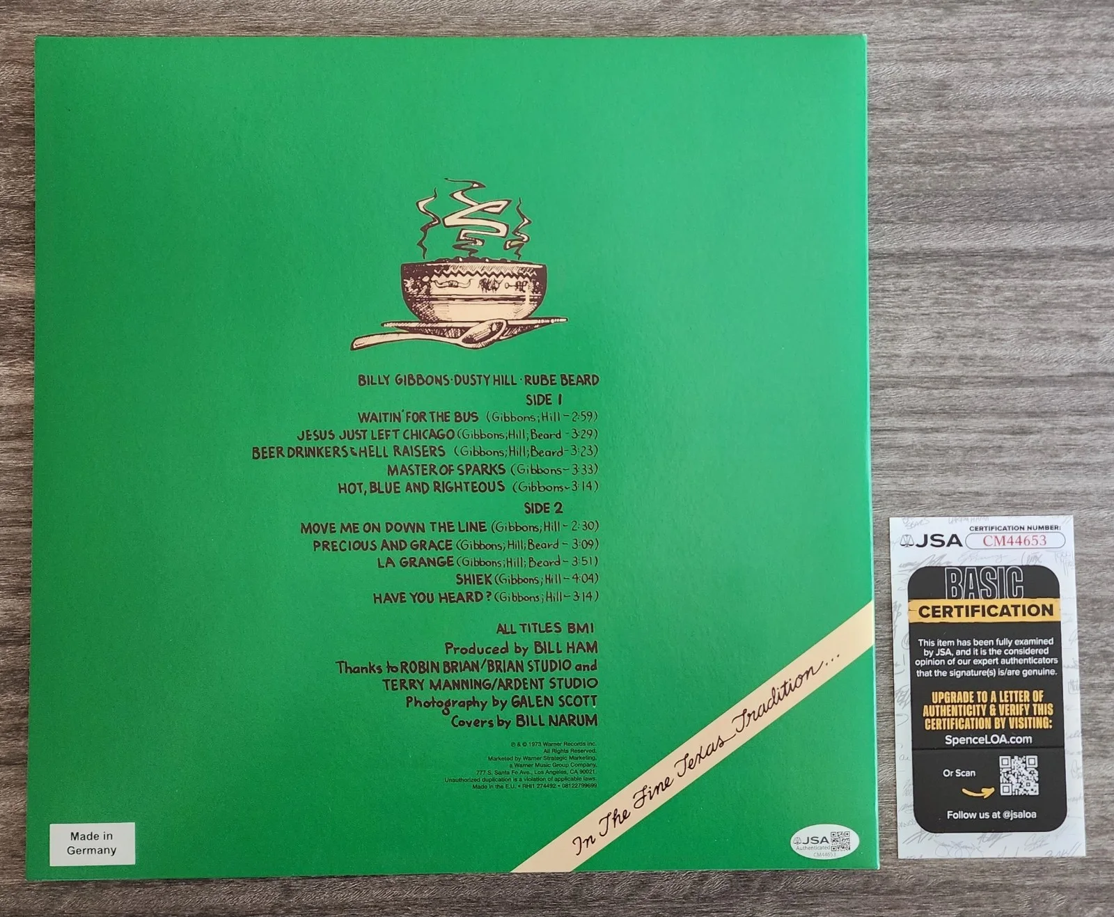 Billy Gibbons Signed ZZ Top - Tres Hombres Vinyl Record Album LEGEND JSA, image 3