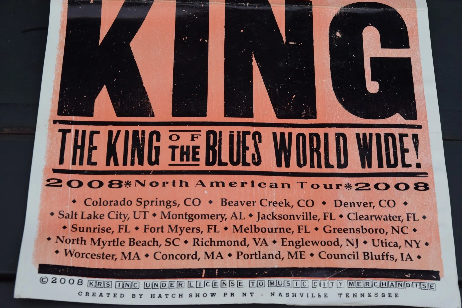 BB King Autographed Concert / Tour Poster 2008 Signed, image 3