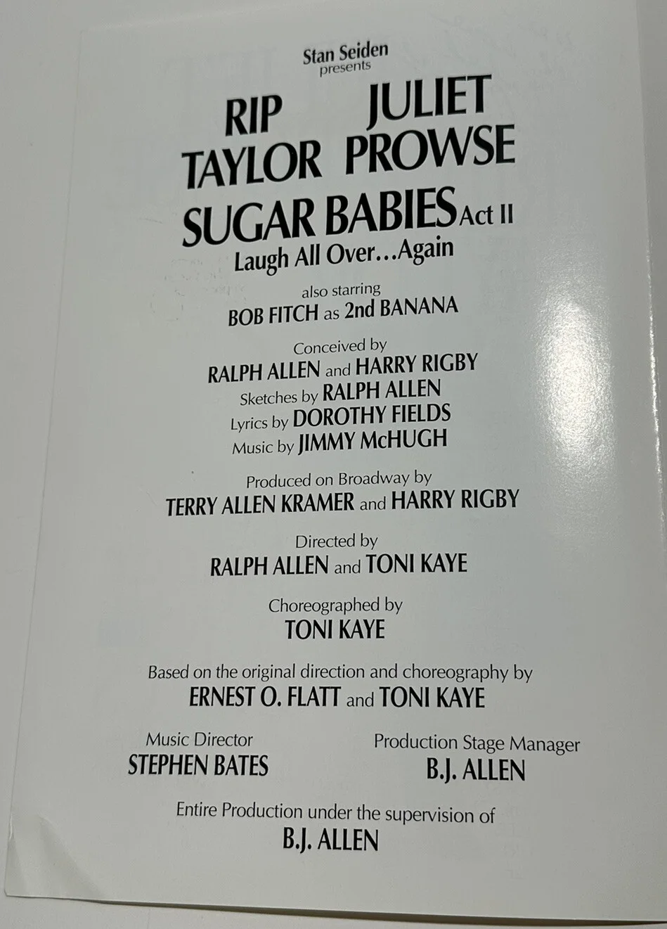 Juliet Prowse — Sugar Babies Act II Flyer Signed Juliet Prowse & Matt Bezmarevich Harrahs Tahoe, изображение 3