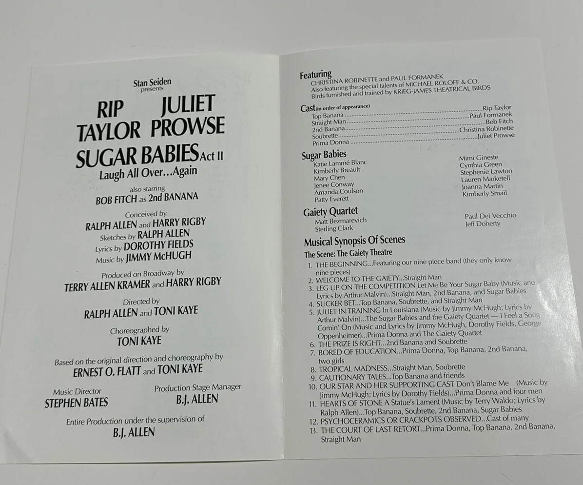 Juliet Prowse — Sugar Babies Act II Flyer Signed Juliet Prowse & Matt Bezmarevich Harrahs Tahoe, изображение 5