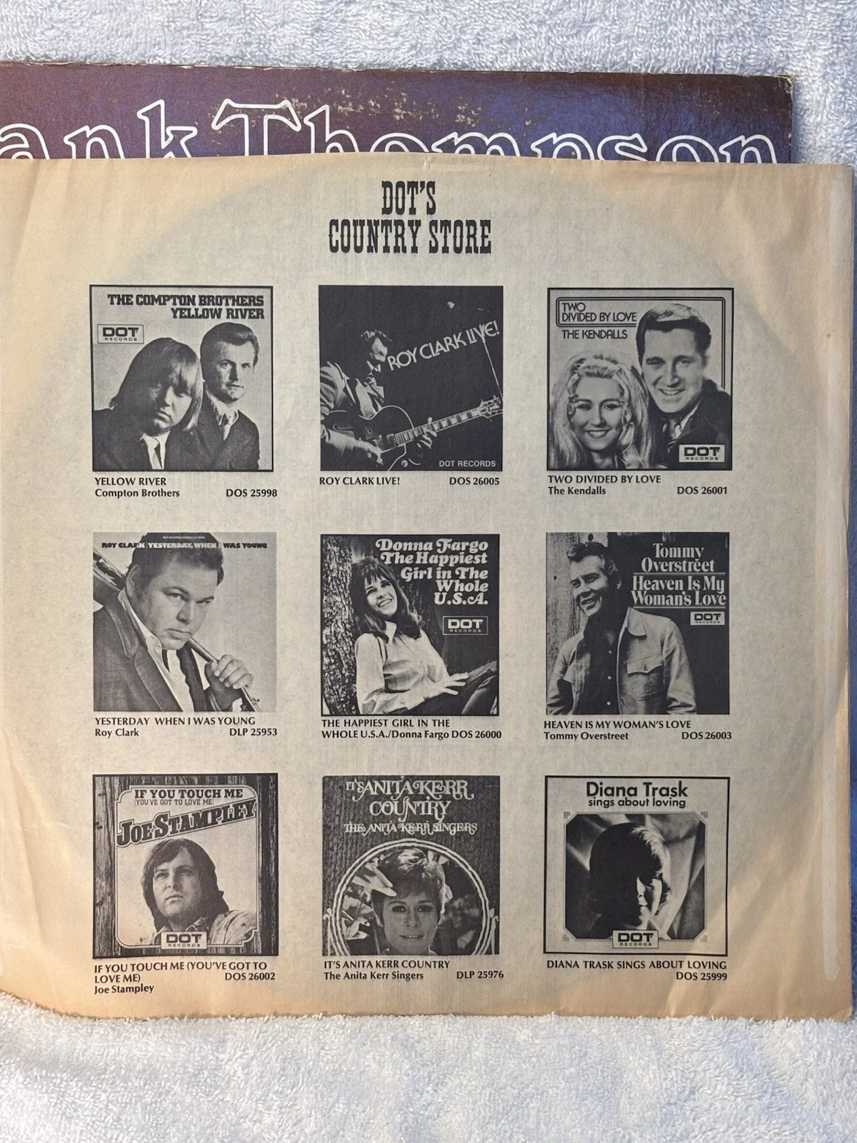 Hank Thompson Kindly Keep It Country Signed Vinyl LP DOT DLP-20113 AUTOGRAPHED, изображение 4